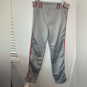 Champro Men's Gray Baseball Pants w Red Piping Adult Large